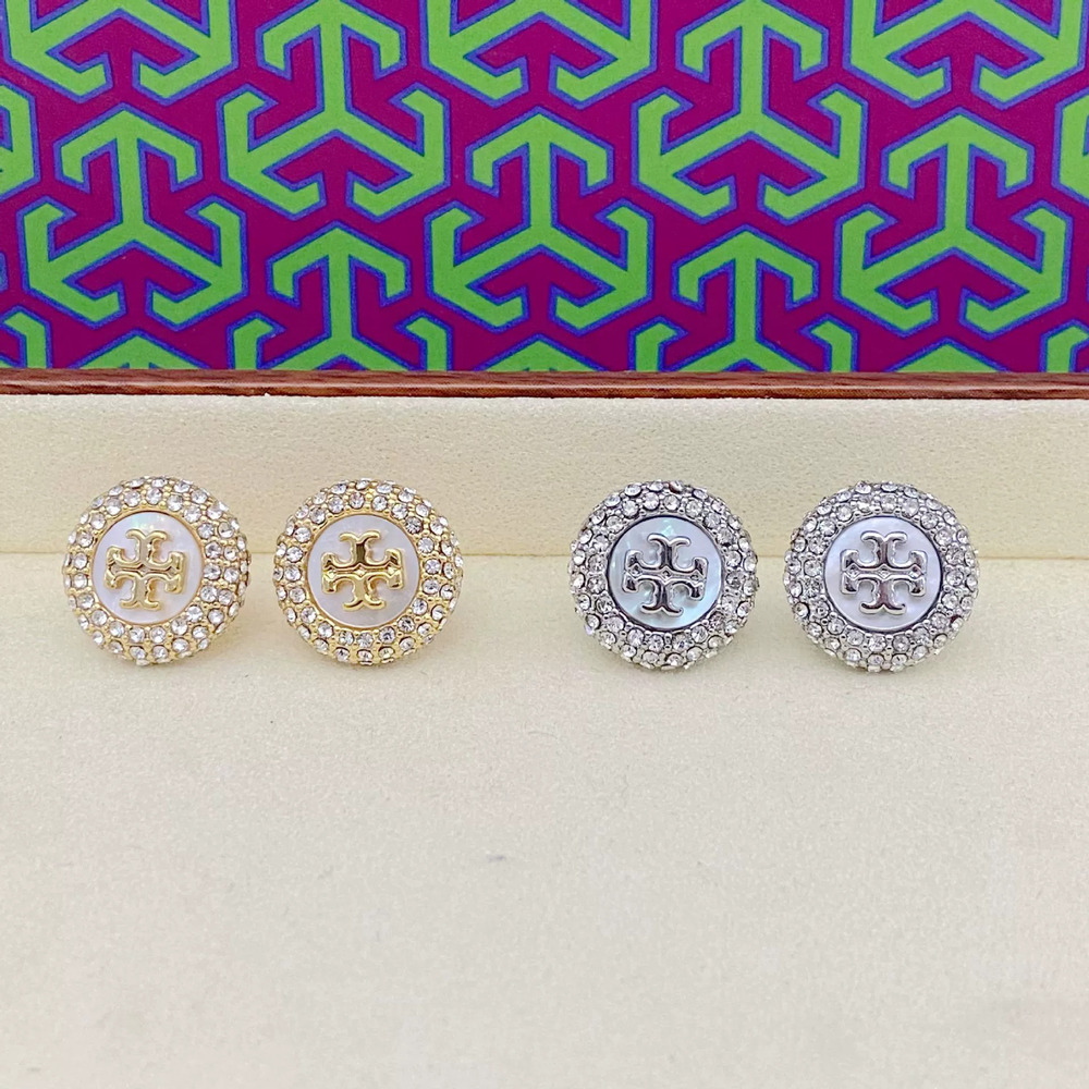 Tory Burch Geometric Rhinestone Letter Earrings